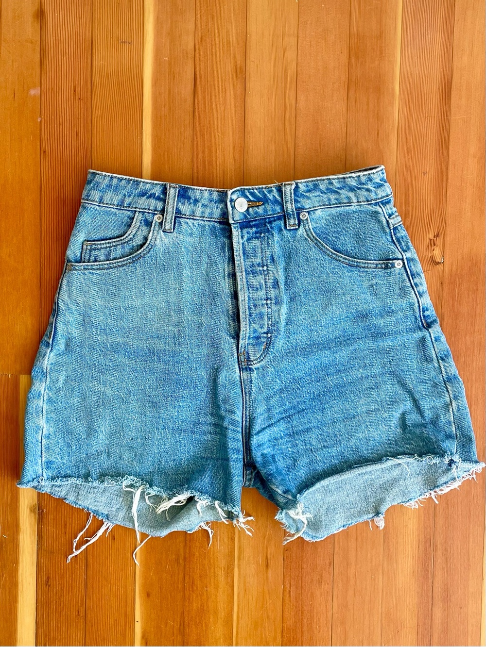 ROLLA'S Light Blue High-Waist Distressed Denim Shorts